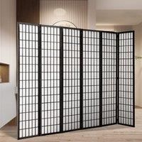 6-Panel Solid Wood Folding Room Divider Screen Natural