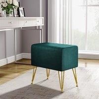Soft Channel Velvet Stool with Gold Legs