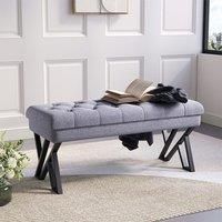 Mid Century Soft Metal Upholstered Bench
