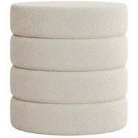 Round Channel Ottoman with Plush Teddy Bear Fur Upholstery