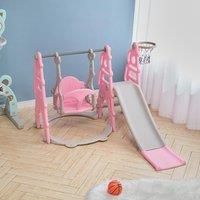 3 in 1 Kids Toddler Swing and Slide Set with Basketball Hoop Sturdy Construction