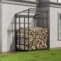 Garden Metal Tube Firewood Rack with PE Cover Roof