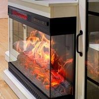150CM W 3-sided electric fireplace TV cabinet with glass doors enclosed storage cabinet 3 flame colours