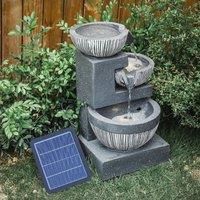 Outdoor Water Fountain Rockery Decoration 3 Tier Bowls Solar Powered