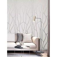 Modern 3D Wall Paper Silver Grey Striped Textured Wallpaper Background, Off white
