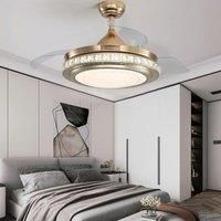 42 Inch Ceiling Fan Blade Light Chandelier Lamp +Remote Control, Golden