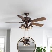 Voltsify 52 Inch Chandelier Ceiling Fan Light with 5 Blades and Remote Control, Brown