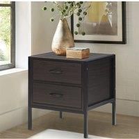 Dark Brown Retro Style Wooden Bedside Cabinet with 2 Drawers