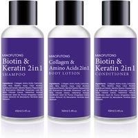 Biotin Shampoo, Conditioner & Body Wash Set With Keratin