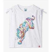 Hatley Girls Tiger Cinched Shoulder T-Shirt - White