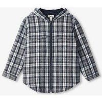 Hatley Boys Checked Zip Brushed Flannel Hoodie - Black