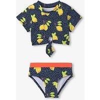 Hatley Girls Fresh Lemons Short Sleeve Tankini Set - Blue