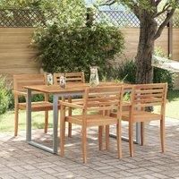 Outdoor Dining Table Grey 140x80x75 cm Steel&Solid Wood Acacia