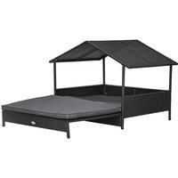 Rattan Elevated Pet Bed Lounge W/ Canopy - 4 Options - Black
