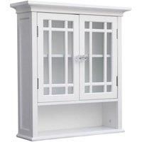 Elegant Home Fashions Bathroom Neal Wooden Wall Cabinet 2 Doors White 7473, 17.8 x 55.9 x 61