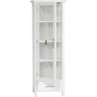Bathroom Cabinet Floor Standing Glass Door Draw Cloakroom Storage 123x34x43cm