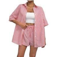 Casual Striped Short Sleeves 2-Piece Set - 5 Sizes & 3 Colours