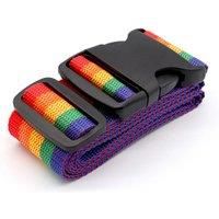 Rainbow Striped Luggage Straps - 2Pcs - Black