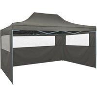 Professional Folding Party Tent with 3 Sidewalls 3x4 m Steel Anthracite