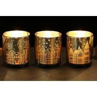 Set Of 3 Light Up Christmas Candle Holders