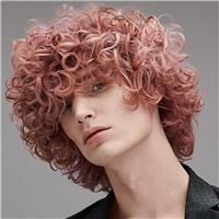 Beweig Short Wig for Men Curly Wig Synthetic Halloween Pink Layered