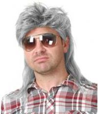 Mens Mullet Wigs Brown Curly Cosplay Costume Halloween Wig 70s 80s