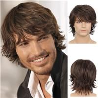 Beweig Mens Short Brown Wig Synthetic Replacement Costume Halloween