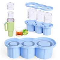 Snylcce Ice Cube Tray with Lid and Bin 20-40oz Flexible Drinks(Blue)