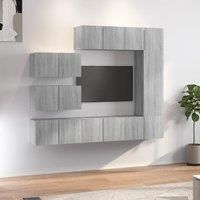 8 Piece TV Cabinet Set Grey Sonoma Engineered Wood