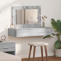 Wall Hanging Dressing Table with LED Lights Grey Sonoma