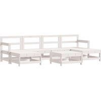 7 Piece Garden Lounge Set White Solid Wood Pine
