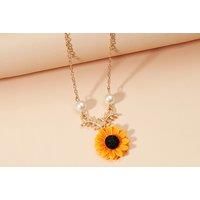 Sunflower Faux Pearl Necklace - Gold Or Silver!