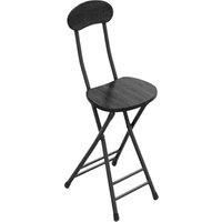 Set of 2 Compact Wooden Folding Chairs with Metal Legs & High Backrest