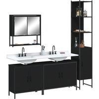 4 Piece Bathroom Furniture Set Black Engineered Wood