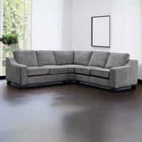 Nebraska Chenille Fabric Grey Slate Corner Sofa 3 Seater 2, Sofa Set Living Room