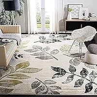 SAFAVIEH Modern Rug for Living Room, Dining Room, Bedroom - Porcello Collection, Short Pile, in Ivory and Green, 244 X 340 cm