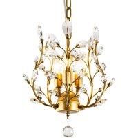 3-Light Golden K9 Crystal Chandelier for Hallway Living Room Bedroom