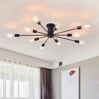 10-Light Sputnik Semi Flush Mount Industrial Chandelier for Living Room Kitchen Island Bedroom