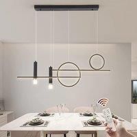 50w Black Modern Dimmable Dining Table Pendant Light with Remote Control