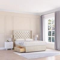 Dior Plush Wingback Bed Set ,No Drawers & 54" Floor Standing Headboard