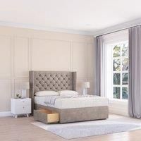 Dior Plush Wingback Bed Set ,No Drawers & 54" Floor Standing Headboard
