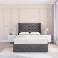 Dior Plush Wingback Bed Set ,No Drawers & 54" Floor Standing Headboard