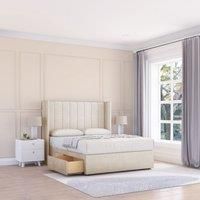 Falcon Plush Wingback Bed Set ,2 Drawers & 54" Floor Standing Headboard