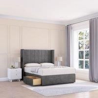 Falcon Plush Wingback Bed Set ,2 Drawers & 54" Floor Standing Headboard