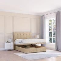 Sloomy Highbury Coniston Ottoman Bed End Opening With Sprung Memory Mattress & 26 Inch strut Headboard in Cream | Size: Super King