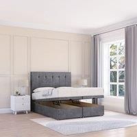 Sloomy Highbury Coniston Ottoman Bed End Opening With Sprung Memory Mattress & 26 Inch strut Headboard in Dark Grey | Size: Super King