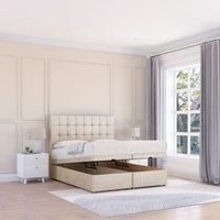 Alabama Plush Fabric Ottoman Bed End Opening With Sprung Memory Mattress & 26 Inch Headboard