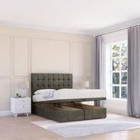 Sloomy Alabama Dumfries Fabric Ottoman Bed End Opening With Sprung Memory Mattress & 26 Inch strut Headboard in Dark Grey | Size: Super King