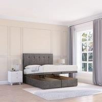 Sloomy Highbury Naples Fabric Ottoman Bed End Opening With Sprung Memory Mattress & 26 Inch strut Headboard in Dark Grey | Size: Super King