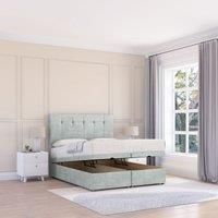 Sloomy Highbury Naples Fabric Ottoman Bed End Opening With Sprung Memory Mattress & 26 Inch strut Headboard in Silver | Size: Super King